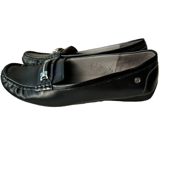 Life Stride Silver Buckle Black Loafers Flex Stride Memory Foam - Picture 3 of 9